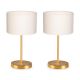 Lot de 2 lampes de table Waimea H24cm Métal Or et Tissu Blanc Blanc créme