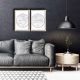 Lot de 2 tableaux décoratifs Pictura mappemonde vintage MDF Bois Noir et Blanc