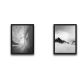 Lot de 2 tableaux Duo L30xH40 Motif Sommet d'une montagne et Vague Noir et Gris