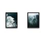 Lot de 2 tableaux Duo L30xH40cm Motif Vagues ET forêt Vert foncé et Blanc