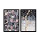 Lot de 2 tableaux encadrée en Noir Pictor L74xH51cm Motif Géométrique abstrait, Nuances de gris , Rose et Or