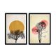 Lot de 2 tableaux encadrée en Noir Pictor L74xH51cm Motif Cercle et Arbre, Art nordique Multicolore