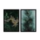 Lot de 2 tableaux encadrée en Noir Pictor L74xH51cm Motif Abstrait Vert, Noir et Or