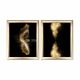 Lot de 2 tableaux encadrés en Or Pictor L50xH28,5cm Motif Abstrait Noir et Or