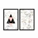 Lot de 2 tableaux Pictor encadrés en Noir L72xH50cm Motif Lignes et Triangle Noir et blanc effet marbre