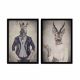 Lot de 2 tableaux Pictor encadrés en Noir L72xH50cm Motif Portrait zèbre et gazel