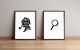Lot de 2 tableaux Sherlock Holmes L51xH74cm Motif Citation et loupe Noir et blanc