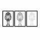 Lot de 3 tableaux encadrés en Noir Pictor L109xH50cm Motif Zèbres de dos Noir et Blanc