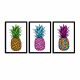 Lot de 3 tableaux encadrés en Noir Pictor L109xH50cm Motif Ananas coloré d'Andy Warhol