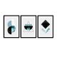 Lot de 3 tableaux Pictor L112xH51cm Motif Géométriques Bleu et Noir
