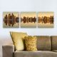 Lot de 3 tableaux Scaenicos 30cm Motif Ligne d'horizon gratte-ciel Jaune et Noir