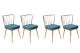 Lot de 4 chaises Gino Métal Or et Velours Bleu