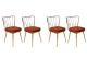 Lot de 4 chaises Gino Métal Or et Velours Rouge