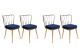 Lot de 4 chaises Gino Or Noir et Velours Bleu foncé