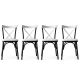 Lot de 4 chaises Rostal Métal Noir et Tissu Blanc