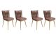 Lot de 4 chaises Scribe Métal Or et Velours Marron clair
