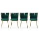 Lot de 4 chaises Scribe Métal Or et Velours Vert