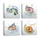 Lot de 4 tableaux décoratifs Nit Motif Enfantin animaux endormis