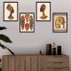 Lot de 4 tableaux encadrés Noir Manticore L24xH29cm Motif Africain Marron et Jaune