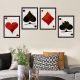 Lot de 4 tableaux encadrés Noir Manticore L24xH29cm Motif Jeu de carte Blanc, Rouge et Noir