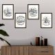 Lot de 4 tableaux encadrés Noir Manticore L24xH29cm Motif Croquis marins vintage Noir et Blanc