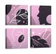 Lot de 4 tableaux Nizrug L30xH30cm Motif Portrait et végétation abstrait