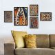 Lot de 5 tableaux encadrés Noir Aranea Motif Décoratifs craquelés