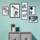 Lot de 6 tableaux encadrés Noir Aranea Motif Géométrique tropicale