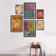 Lot de 6 tableaux encadrés Noir Aranea Motif Oriental et feuilles