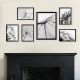 Lot de 6 tableaux encadrés Noir Aranea Motif Pissenlit Noir et Blanc