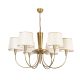 Lustre 6 branches arcs Dangigo D90cm Métal Or antique et Tissu Blanc crème