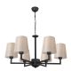 Lustre 6 branches L Sruntor D80cm Métal Noir et Tissu Blanc crème