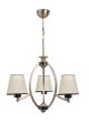 Lustre arcs 3 lampes cylindres Dory Métal Or et Tissu Beige