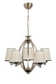 Lustre arcs 5 lampes cylindres Dory Métal Or et Tissu Beige