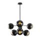 Lustre bras 6 lampes bulles Sheba Verre Transparent et Métal Noir