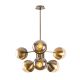 Lustre bras 6 lampes bulles Sheba Verre Transparent et Métal Or antique