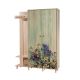 Meuble d'entrée 2 portes Repono L135xH194cm Bois Naturel et Motif Fleurs Blanc et Violet