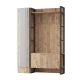 Meuble d'entrée style Industriel Alberka 1 porte à gauche avec miroir Métal noir et Chêne clair