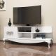 Meuble TV 1 porte et 4 étagères Belo 130cm Blanc