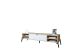 Meuble TV 1 porte et 4 étagères Kyoko L160xH36cm Bois Chêne et Blanc