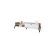 Meuble TV 1 tiroir et 2 étagères Kyoko L160xH36cm Bois Chêne et Blanc