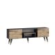 Meuble TV 2 portes Ashka L150cm Bois clair, Anthracite et Or