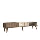 Meuble TV 2 portes et 1 étagères Ribera 180cm Bois foncé et Effet marbre Blanc