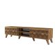 Meuble TV 2 portes et 2 étagères Varize 180cm Motif Arabesque Bois Naturel