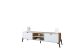 Meuble TV 2 portes et 2 étagères Zirakhi H160xH41cm Bois Chêne et Blanc