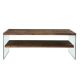 Meuble TV 2 tablettes Doris L120cm Bois massif et Verre trempé Transparent
