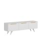 Meuble TV 3 portes basculantes Bouassi 150cm Bois Chêne et Blanc