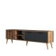 Meuble TV 3 portes Elena L180cm Bois foncé et Anthracite