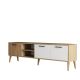 Meuble TV 3 portes Elena L180cm Chêne clair et Blanc