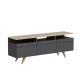 Meuble TV 3 portes et 3 tiroirs Kira 150cm Bois Chêne et Anthracite
